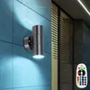 2er Set RGB LED Wandleuchte, Edelstahl, Glas, Fernbedienung Produktbild-Vorschau 6