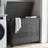 vidaXL Wäschekorb mit Rollen Grau 66x35x60 cm Rattan Produktbild-Vorschau 2
