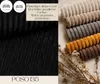 A collage showing a black corduroy fabric on the left and swatches of corduroy fabric in various colors on the right, with some dried plants. Voir les images du produit