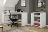 A home office setup with a desk, chair, and storage cabinet. Produktbild-Vorschau