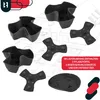 A collection of black plastic vertical garden planters and accessories arranged on a blueprint background. Produktbild-Vorschau
