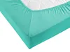 A close-up view of a mint green fitted sheet on a mattress. Produktbild-Vorschau