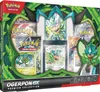 A Pokémon TCG Ogerpon ex Premium Collection box is displayed, showcasing its contents and branding. Voir les images du produit