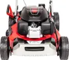 Front view of a red and black lawnmower. Náhľad obrázku produktu