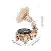 A 3D wooden model of a classical gramophone with dimensions indicated. Náhľad obrázku produktu