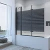 Duschwand Badewanne schwarz 150x140cm 3 teilig mit Nano Produktbild-Vorschau 1