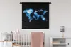 MuchoWow® Wandteppich Wandbehang Weltkarte - Schwarz - Blau Produktbild-Vorschau 1