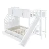 A white bunk bed with a slide and drawers, shown against a white background. Náhled obrázku produktu