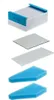 A collage of air filter components, including a main filter unit and separate filter layers. Voir les images du produit