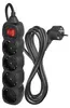 Steckdosenleiste 3 m / 4 Steckdosen / Schalter / schwarz / PVC / 1,5 mm2 Voir les images du produit