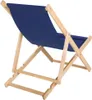 A blue canvas sling chair made of wood, shown from the back and side. Produktbild-Vorschau