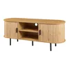 A wooden TV stand with black legs against a white background. Náhľad obrázku produktu