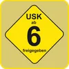 A yellow diamond-shaped rating icon with text indicating age restriction. Produktbild-Vorschau