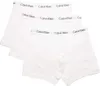 Three white Calvin Klein boxer briefs are stacked on a white background. Produktbild-Vorschau
