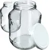 Two clear glass jars with white lids on a white background. Podgląd zdjęcia produktu