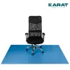 A black office chair is placed on a blue floor mat. Produktbild-Vorschau