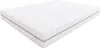 A white mattress with a quilted pattern and a gray zipper running along the edge, shown from a diagonal angle against a white background. Podgląd zdjęcia produktu