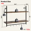 A diagram showing the dimensions of a two-tiered shelf with hooks. Anteprima dell’immagine prodotto