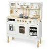 A white wooden toy kitchen with gold accents, set against a white background. Produktbild-Vorschau