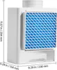 A white air conditioner unit with a blue filter is shown against a white background. Dimensions are indicated with text. Podgląd zdjęcia produktu
