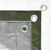 Close-up view of the corner of three layered tarps, showing grommets. Produktbild-Vorschau