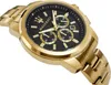 A close-up, angled view of a gold Maserati chronograph watch with a black dial, set against a white background. Náhled obrázku produktu