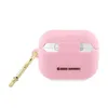 A pink AirPods Pro case with a gold carabiner clip is shown against a white background. Produktbild-Vorschau