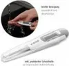 A collage showing a thermometer being cleaned under water and a close-up of the thermometer in its case. Produktbild-Vorschau