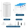 A product image showing a vacuum pump, vacuum bags, and accessories with dimensions and labels. Produktbild-Vorschau