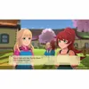 Two anime-style characters are talking in a village setting. Voir les images du produit
