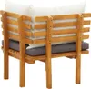 The back view of a wooden corner sofa with cushions and pillows. Náhľad obrázku produktu