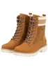 A pair of brown lace-up boots on a white background. Produktbild-Vorschau