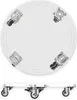 A clear acrylic plant stand with four caster wheels, shown from a top-down and side view. Produktbild-Vorschau