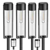 Four solar garden lights are arranged in a row against a white background. Produktbild-Vorschau
