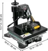 A heat press machine is shown in a studio setting with dimensions indicated. Podgląd zdjęcia produktu