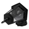 A black outdoor lantern with glass panels, shown from a diagonal angle against a white background. Produktbild-Vorschau