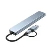 A silver USB-C hub with a black cable and USB-A connector is shown against a white background. Produktbild-Vorschau