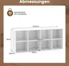 A diagram showing the dimensions of a white shelving unit. Produktbild-Vorschau