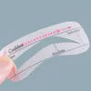 A close-up shot of an eyebrow stencil with text and markings. Podgląd zdjęcia produktu