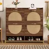 Merax eleganter Schuhschrank aus Holz mit Rattantüren und 4 Produktbild-Vorschau 1