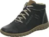 A single navy blue leather boot with tan laces and brown accents, shown against a white background. Voir les images du produit