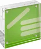 A square acrylic glass magnet frame with a green insert featuring white abstract shapes. Produktbild-Vorschau