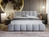 A modern bedroom with a large bed and a moon-themed wall decoration. Produktbild-Vorschau
