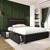 Łóżko tapicerowane 90x200 cm czarne z diodami LED i 2 Podgląd zdjęcia produktu 13