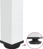 A close-up view of the bottom of a white table leg with an adjustable black foot. Voir les images du produit