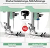 A comparison of two sewing machine needle bars and presser feet, highlighting their strength and versatility. Produktbild-Vorschau