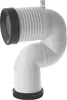 A white plumbing pipe with a flexible corrugated section and black rubber seals at both ends, shown against a white background. Produktbild-Vorschau