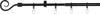 A black adjustable curtain rod with rings and a decorative scroll end. Produktbild-Vorschau