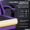 Close-up of a gaming chair with descriptive text and icons highlighting its features. Produktbild-Vorschau