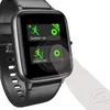 A close-up of a smartwatch displaying running activity options, with a finger interacting with the screen. Podgląd zdjęcia produktu